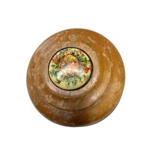 𝅺1930S or 40s Vintage Powder Puff Wooden Music Box‎ Removable Lid